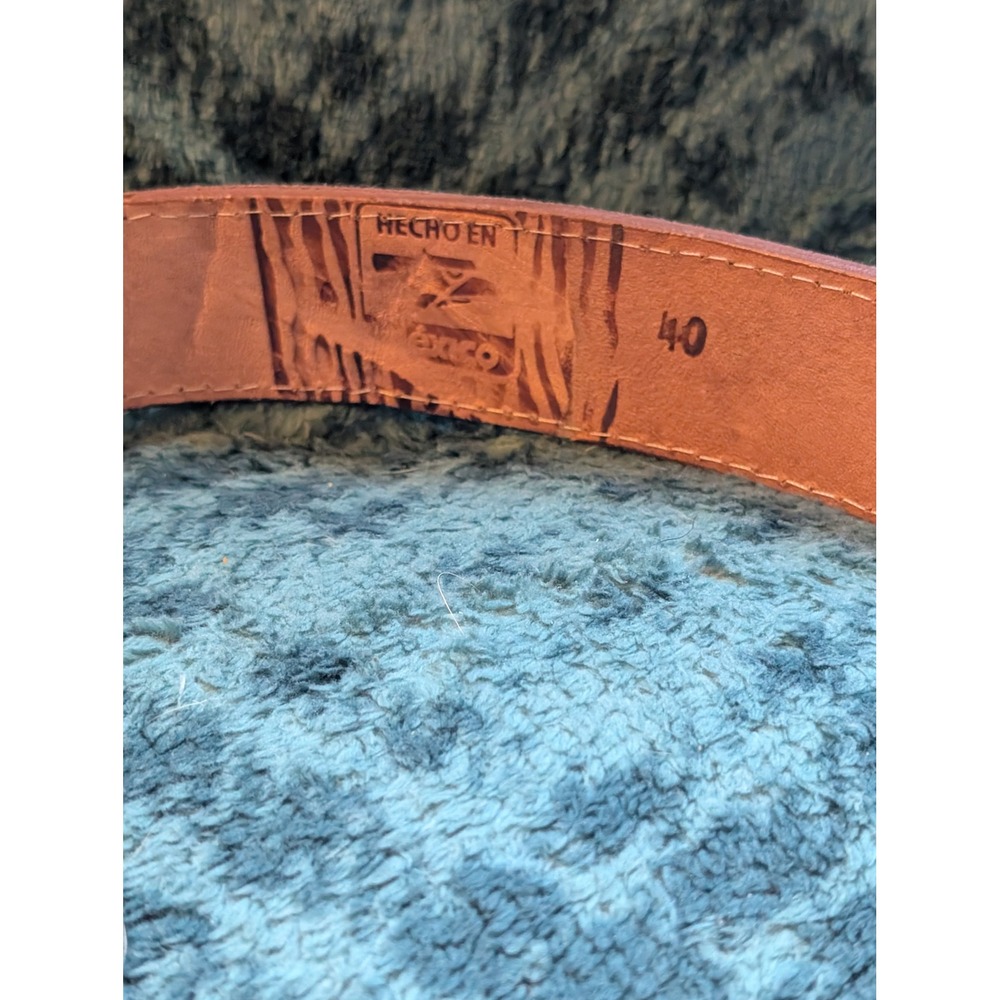 Authentic Mexican Leather Western Belt Size 40 Embroidered Horse Charro Vaquero - Picture 3 of 9